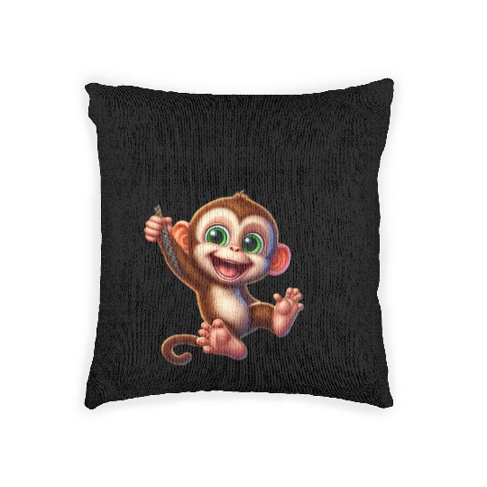crazy monkey Woven Pillows
