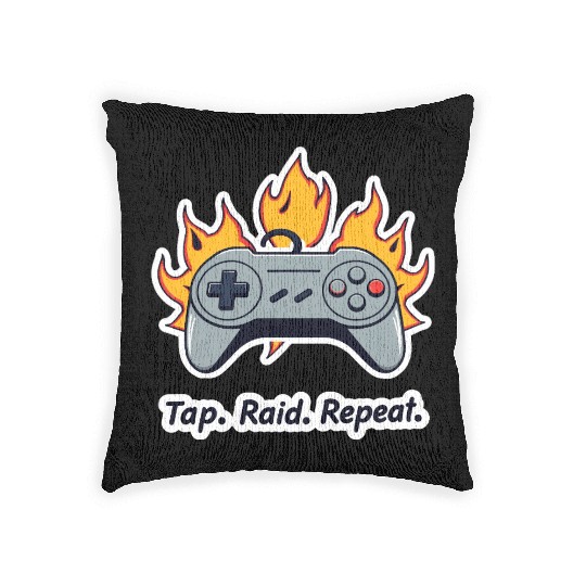 Tap. Raid. Repeat. – Retro Gamer Controller On Fir Woven Pillows