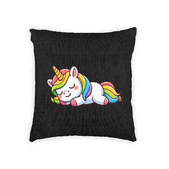 Sleepy Rainbow Unicorn Woven Pillows