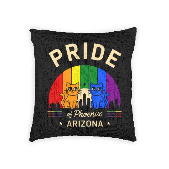 Pride of Phoenix City Arizonna USA Rainbow Flag Woven Pillows