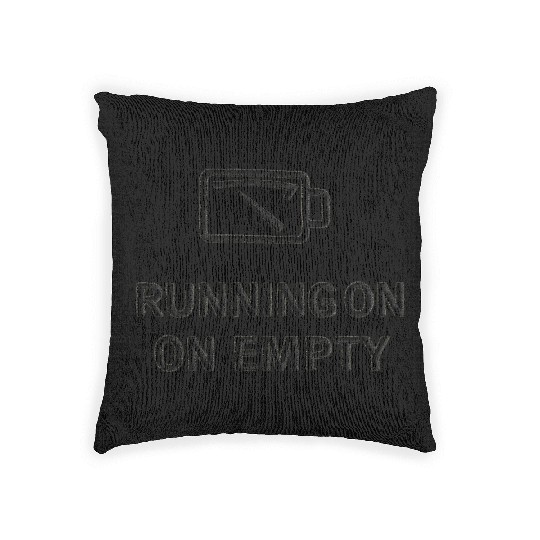 RUNNING ON EMPTY – Black Thread on Beige Woven Pillows