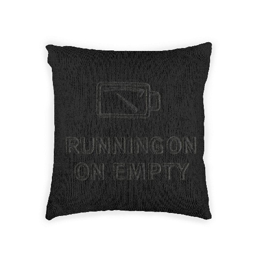 RUNNING ON EMPTY – Black Thread on Beige Woven Pillows