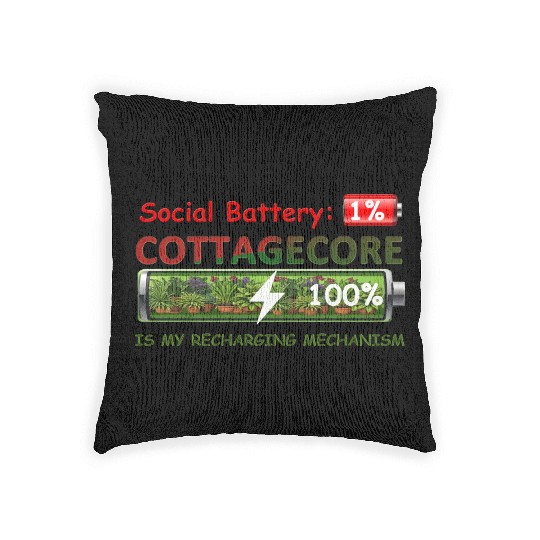 Social Battery 1%, Cottagecore Recharging Mehanism Woven Pillows