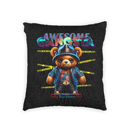 gangsta teddy bear Woven Pillows