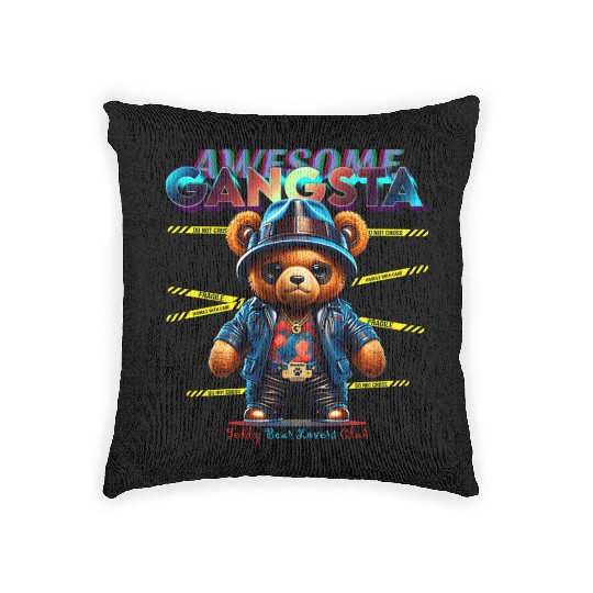 gangsta teddy bear Woven Pillows