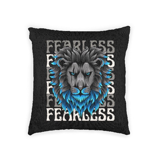 Black Blue Illustrative Fearless Woven Pillows