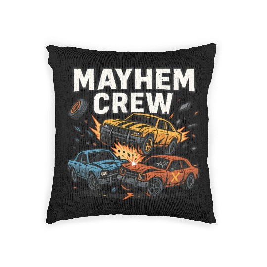 Mayhem crew derby Woven Pillows crash race design wreckfest