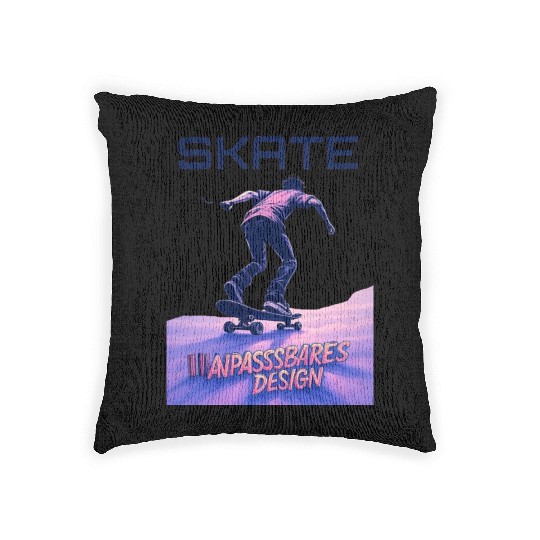 Vibrant Neon "SKATE" Skateboarding Poster T‑Woven Pillows
