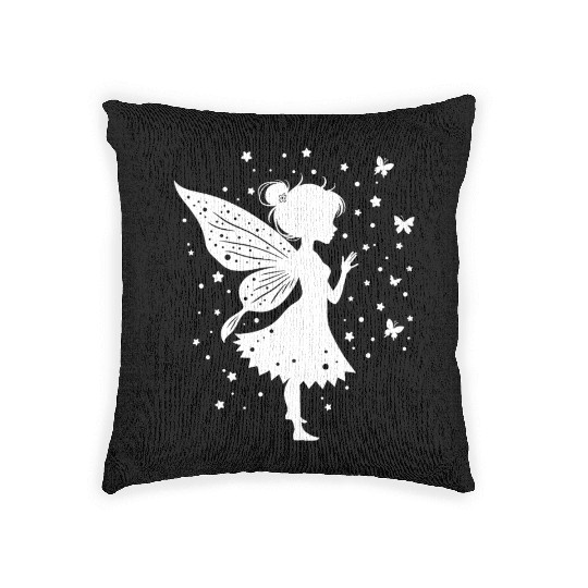 Enchanting Fairy with Flowers and Butterflies Woven Pillows