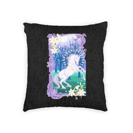 Unicorn fantasy lilac moon Woven Pillows
