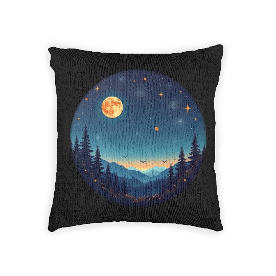 Starry Night Mountain Woven Pillows