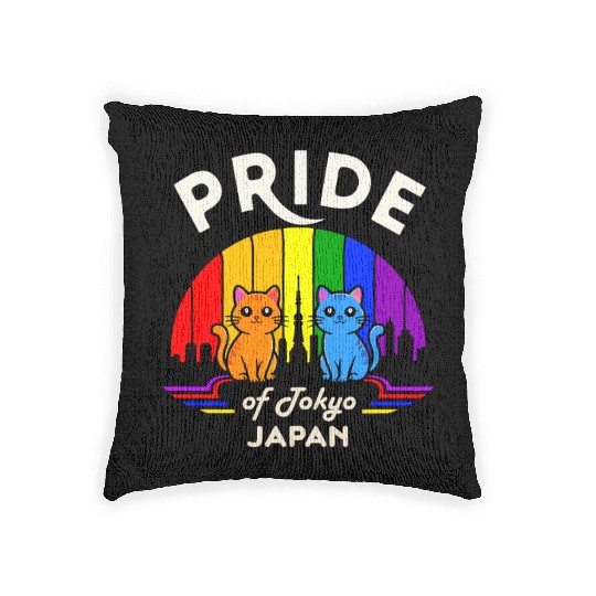 Pride of Tokyo City Japan Rainbow Flag Woven Pillows