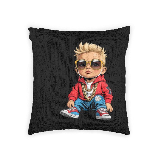 Lil' Vibe – Hip-Hop Toddler Vector Art Woven Pillows