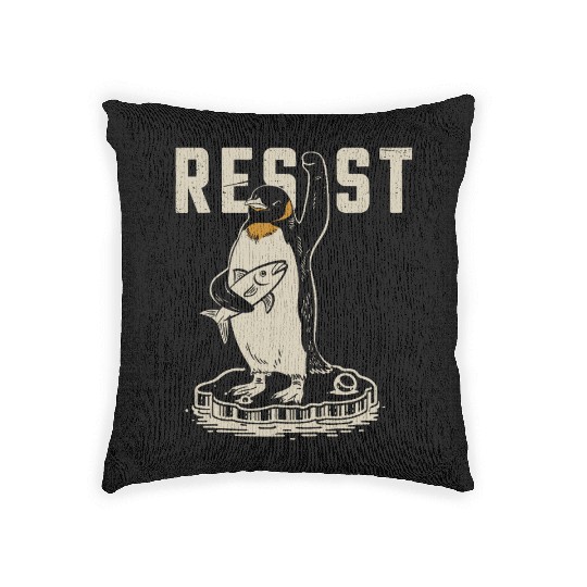 Funny Protest Against Tariffs Resist Penguin Woven Pillows