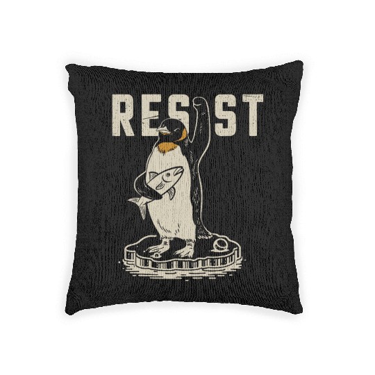 Funny Protest Against Tariffs Resist Penguin Woven Pillows