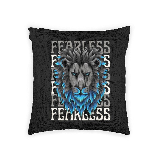 Fearless Lion Graphic Woven Pillows - Bold Motivational Stre