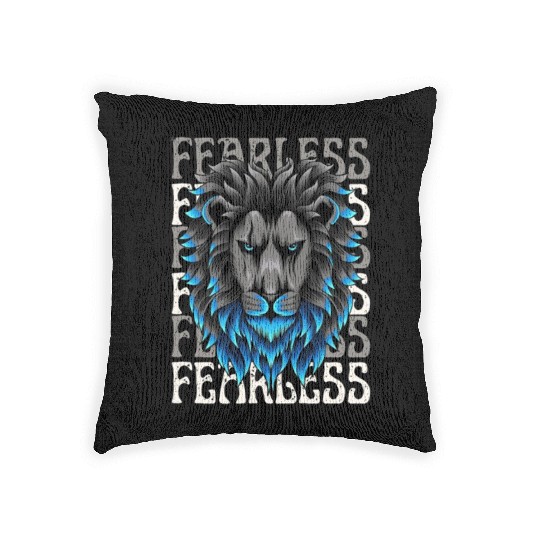 Fearless Lion Graphic Woven Pillows - Bold Motivational Stre