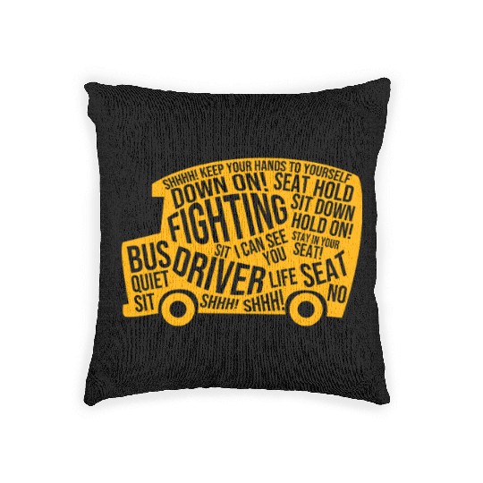 School Bus Driver Funny Yellow Bus Woven Pillows