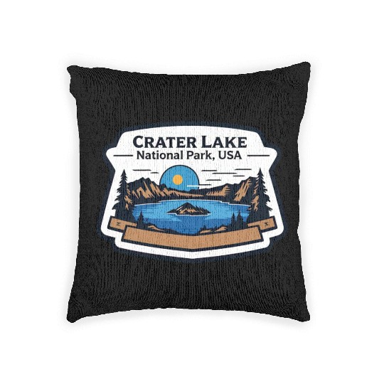 Crater Lake National Park Southern Oregon USA Logo Woven Pillows