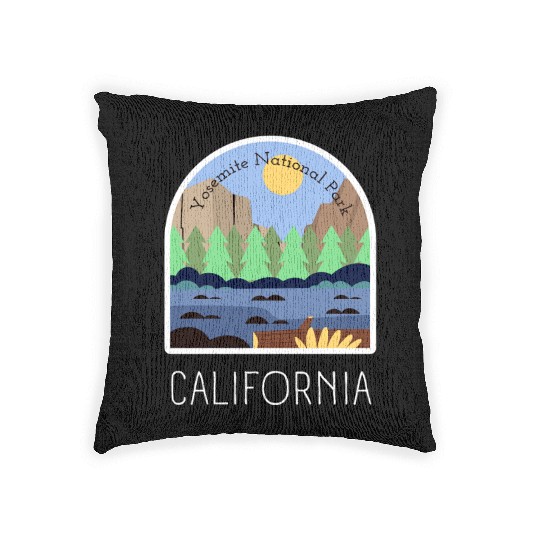 Retro Yosemite National Park California Woven Pillows