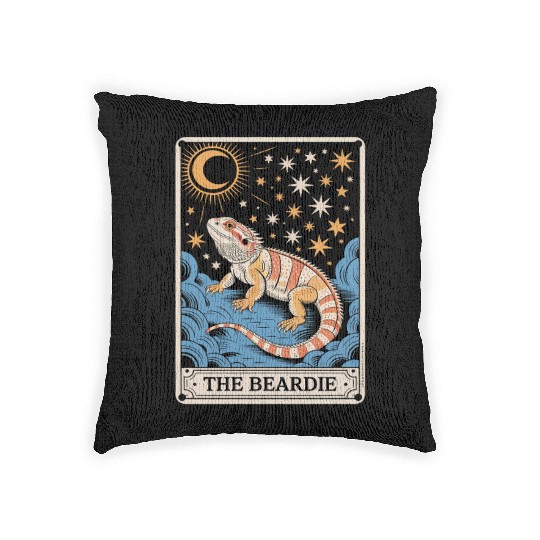 The Beardie Tarot Card Pogona Reptile Lover Woven Pillows
