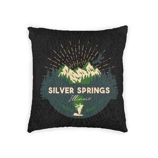 Silver Springs Illinois IL State Park Retro Camp Woven Pillows