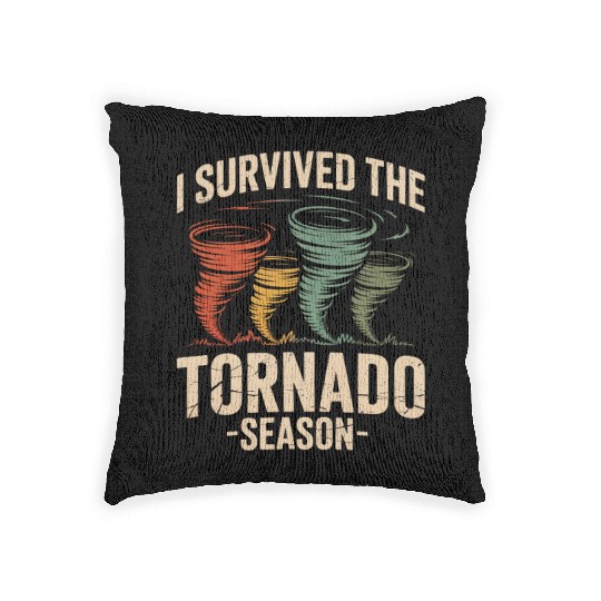 I Survived The Tornado Season Meteorology Storm Woven Pillows