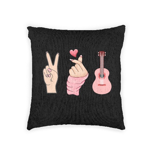 peace love ukulele Woven Pillows