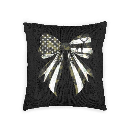 Coquette Bow Deer Hunting Camouflage US Flag Pride Woven Pillows