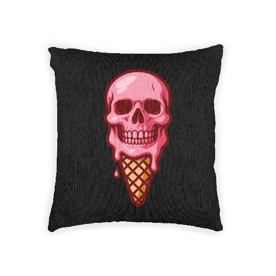 ice-cream skull Woven Pillows