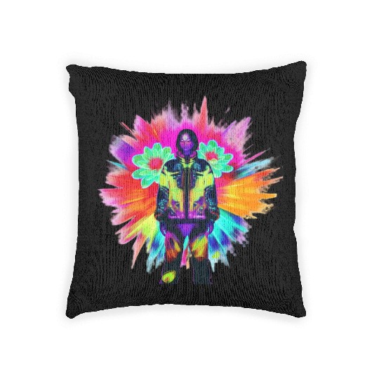 Y2K Bloom: Techwear Meets Luminescent Nature Woven Pillows