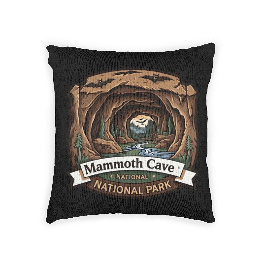 Mammoth Cave National Park Kentucky USA Logo Woven Pillows