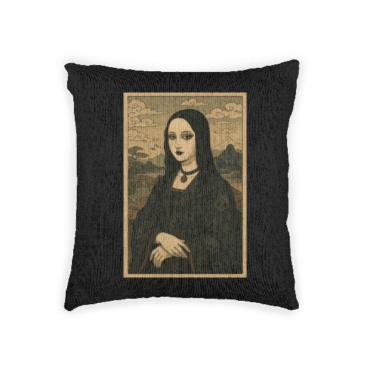 Gothic Geisha Mona Lisa Ukiyo-e Portrait with Woven Pillows