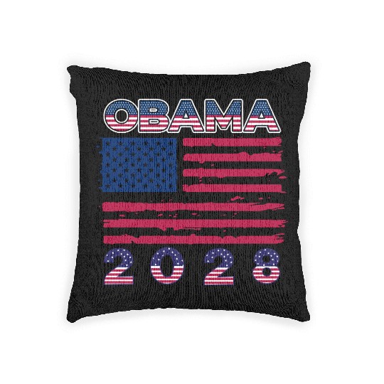 Obama 2028 Vintage Flag Patriotic Politics Protest Woven Pillows