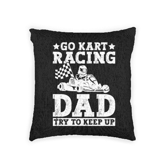Go Kart Racing Dad Woven Pillows