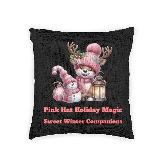 A Pink Winter Wonderland Woven Pillows