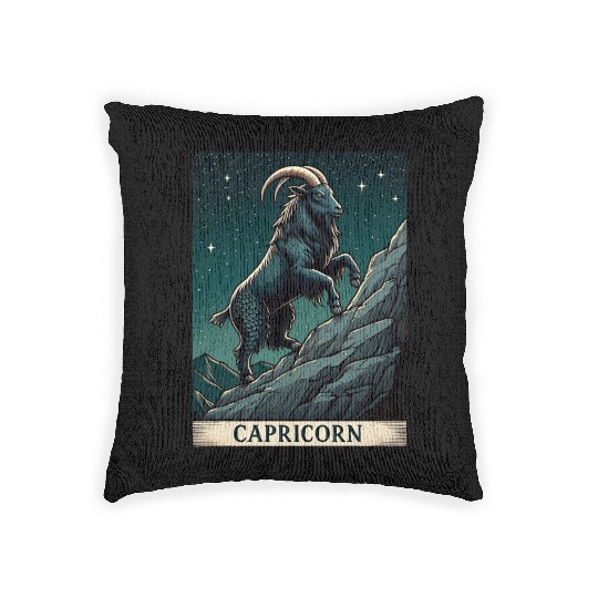 Zodiac Card Capricorn Woven Pillows