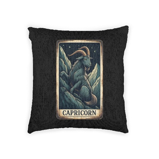 Zodiac Card Capricorn Woven Pillows