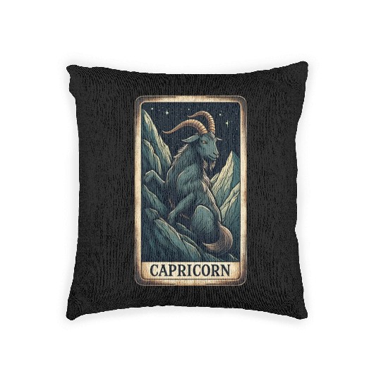 Zodiac Card Capricorn Woven Pillows
