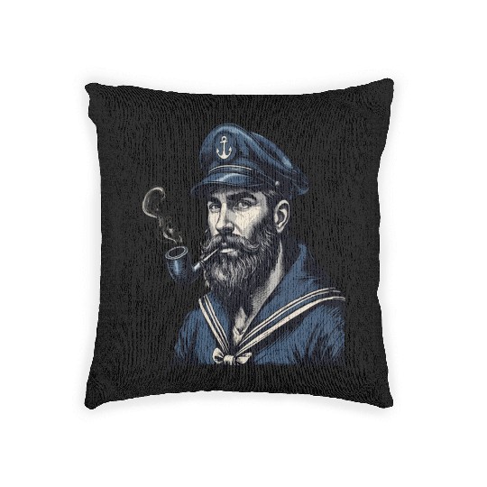 Captain Fisherman Boat Sailing Sailboat Skipper Woven Pillows