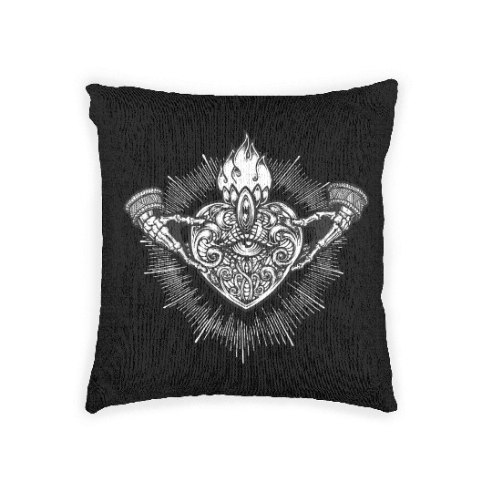 Sacred Heart Claddagh Symbol - White Woven Pillows
