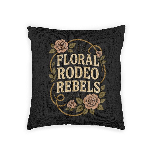 Soft Cowgirl Floral Rodeo Western Aesthetic Horse Woven Pillows