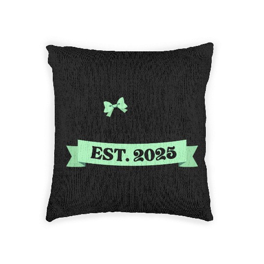 Mama Est. 2025 - Light Green Bow Maternity Design Woven Pillows