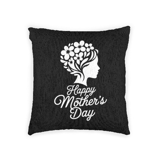 Classy Floral Woman Silhouette Mother’s Day Design Woven Pillows