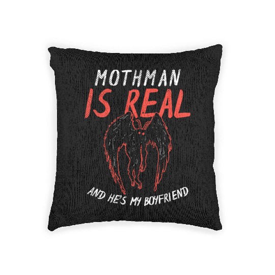 Mothman Is My Boyfriend For Cryptid Lover Woven Pillows