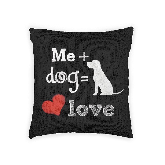 a dog and a red heart love Woven Pillows
