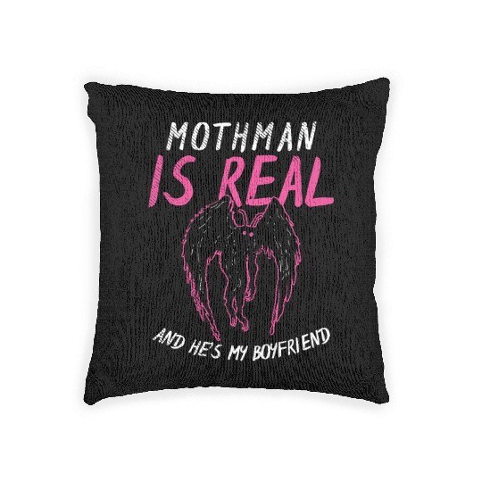 Mothman Is My Boyfriend For Cryptid Lover Woven Pillows