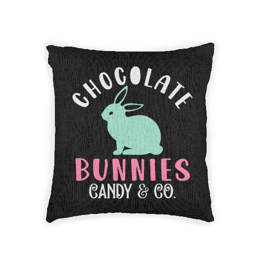 Chocolate Bunnies Candy & Co Happy Easter Holiday Woven Pillows