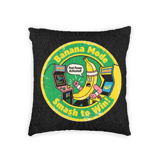 Funny Banana Gamer Smash to Win Banana Mode Woven Pillows