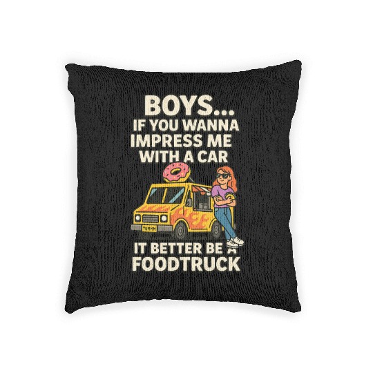 Funny Foodtruck Quote – Impress Me with Snacks Woven Pillows